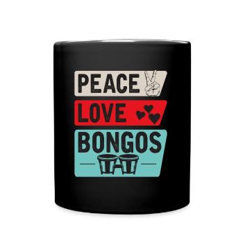 Peace Love Bongos Musical Instrument - Tasse einfarbig - Schwarz - Vorne