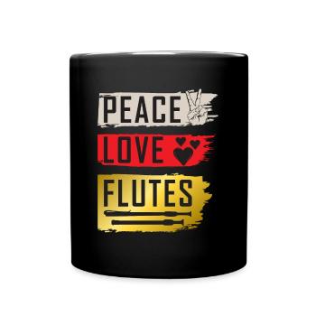 Peace Love Flutes Falutist Flute Players - Tasse einfarbig - Schwarz - Vorne