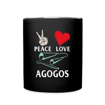 Peace Love Agogos Musical Instrument - Tasse einfarbig - Schwarz - Vorne