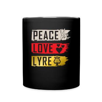 Peace Love Lyre Musical Instrument - Tasse einfarbig - Schwarz - Vorne