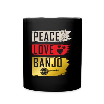 Peace Love Banjo Music Instrumental - Tasse einfarbig - Schwarz - Vorne