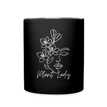 Pflanze Dame Garten Blumen Gesichtslinie Geschenk - Tasse einfarbig - Schwarz - Vorne