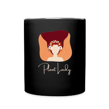 Pflanze Dame Garten Gesichtslinie Blumenkranz - Tasse einfarbig - Schwarz - Vorne