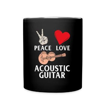 Peace Love Acoustic Guitar Guitarists - Tasse einfarbig - Schwarz - Vorne