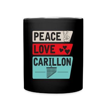 Peace Love Carillon Bell Ringer Music - Full Colour Mug - black - Front