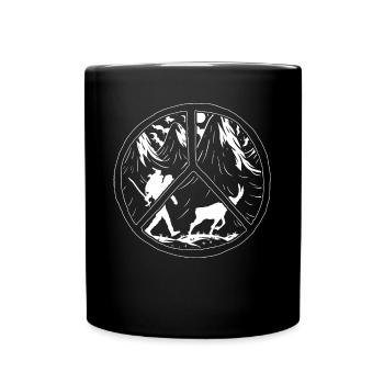 Hiking outdoors Peace and love - Full Colour Mug - black - Front