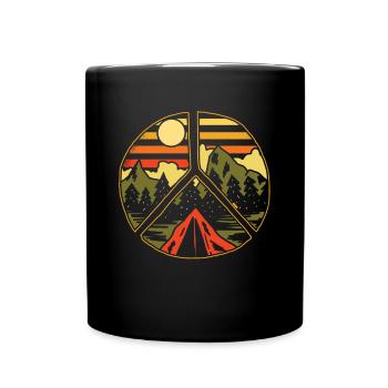 Hiking outdoors Peace and love - Full Colour Mug - black - Front