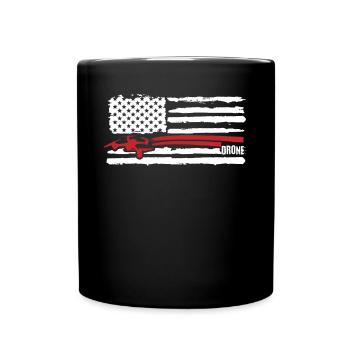Drohne Fliegen, Drohnen, US -Flagge Drohne - Tasse einfarbig - Schwarz - Vorne