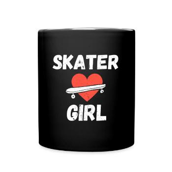 Skater Girl Geschenk Herz Liebe Skateboard Fahren - Tasse einfarbig - Schwarz - Vorne