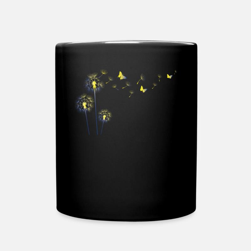 Ukraine Flagge Löwenzahn Schmetterlinge Patriot - Tasse einfarbig - Schwarz