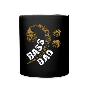 Papa spielt Bass Papa ist Bassist - Tasse einfarbig - Schwarz - Vorne
