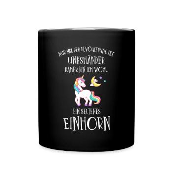 Linkshänder Einhorn - Tasse einfarbig - Schwarz - Vorne