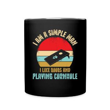 Cornhole, Sitzsack, Sitzsack Werfen - Tasse einfarbig - Schwarz - Vorne