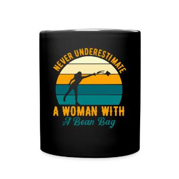 Cornhole, Sitzsack, Sitzsack Werfen - Tasse einfarbig - Schwarz - Vorne