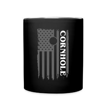 Cornhole, Sitzsack, Sitzsack Werfen - Tasse einfarbig - Schwarz - Vorne