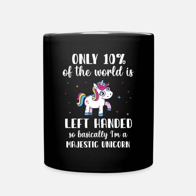 Linkshänder Einhorn - Tasse einfarbig - Schwarz