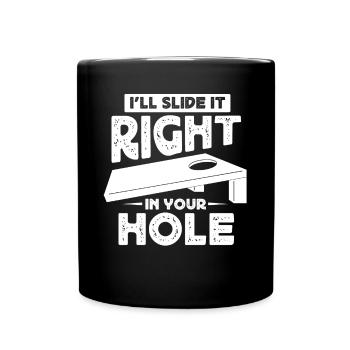 Cornhole, Sitzsack, Sitzsack Werfen - Tasse einfarbig - Schwarz - Vorne