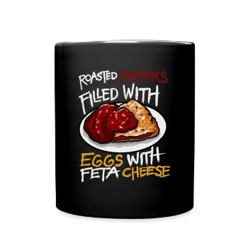Poivrons rôtis Œufs fourrés Fromage feta - Mug uni - noir - Devant