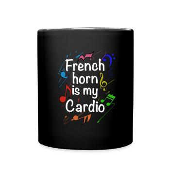 Funny French Horn Musical Instrument - Full Colour Mug - black - Front