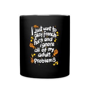 Funny French Horn Musical Instrument - Full Colour Mug - black - Front