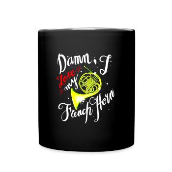 Funny French Horn Musical Instrument - Full Colour Mug - black - Front