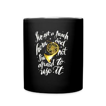 Français De musique à cor - Mug uni - noir - Devant
