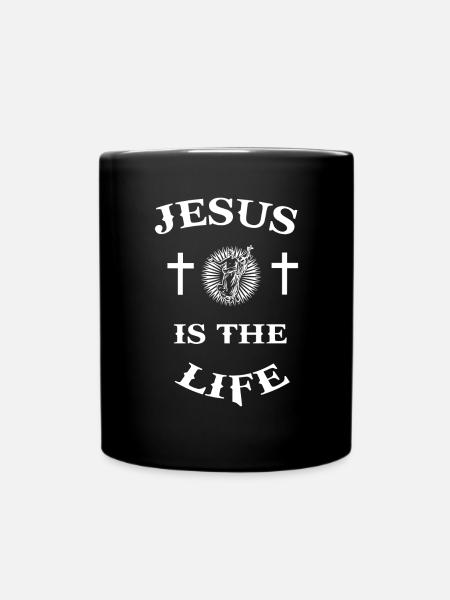 Jesus Christ Religious Christianity Cross Saying - Full Colour Mug - black