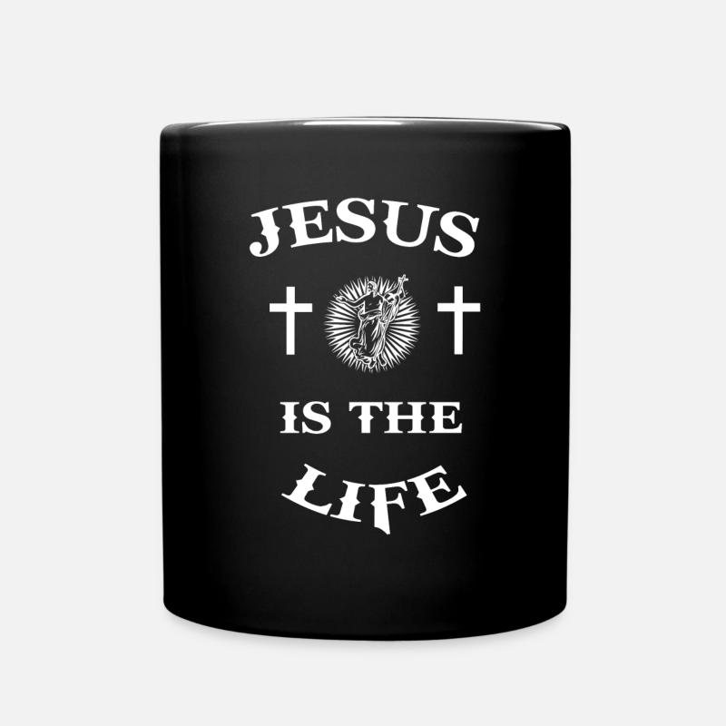 Jesus Christ Religious Christianity Cross Saying - Full Colour Mug - black