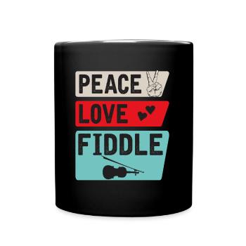 Peace Love Fiddle Musical Instrument - Full Colour Mug - black - Front