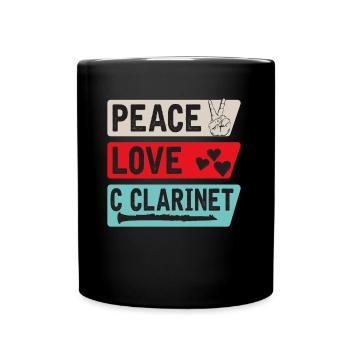 Peace Love C Clarinet Musical Instrument - Tasse einfarbig - Schwarz - Vorne