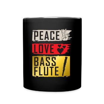 Peace Love Flûte Basse Instrument de Musique - Mug uni - noir - Devant
