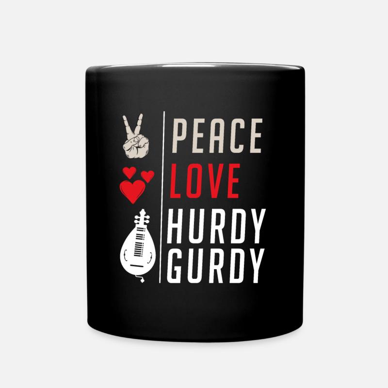 Peace Love Hurdy Gurdy Music Instrument - Tasse einfarbig - Schwarz