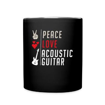 Peace Love Acoustic Guitar Instrument - Tasse einfarbig - Schwarz - Vorne