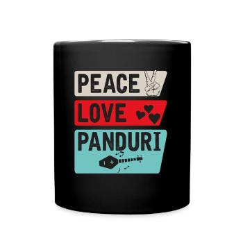 Peace Love Panduri Musical Instrument - Tasse einfarbig - Schwarz - Vorne