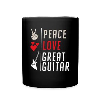 Peace Love Great Guitar Music Instrument - Tasse einfarbig - Schwarz - Vorne