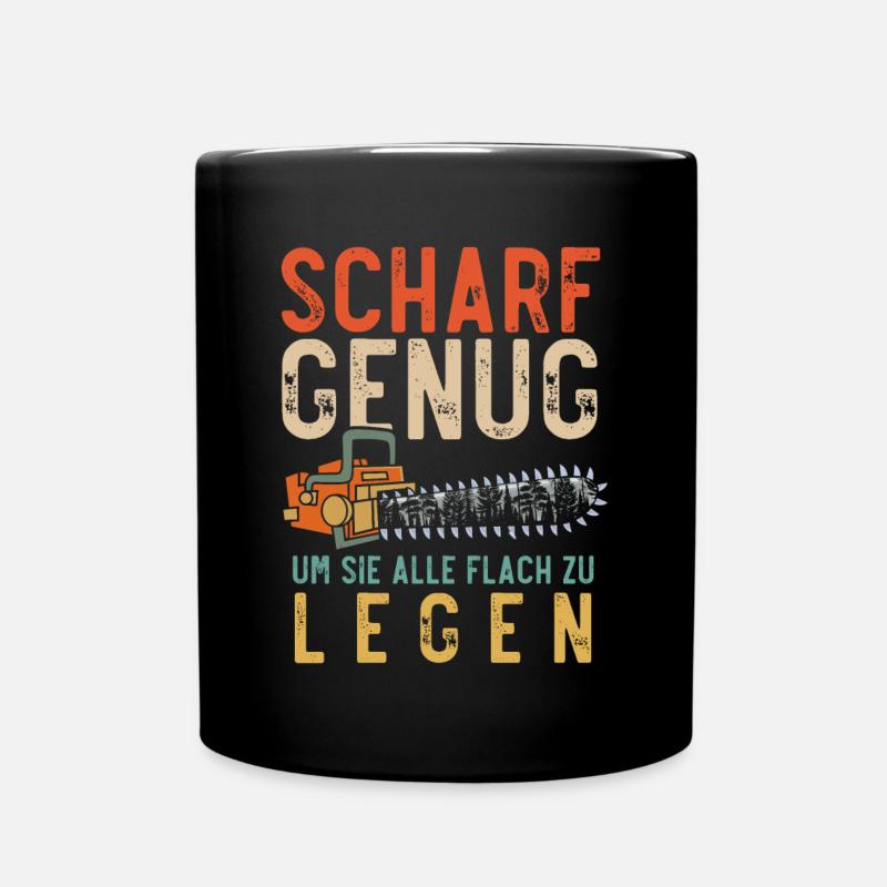Holzfäller, Kettensäge - Tasse einfarbig - Schwarz