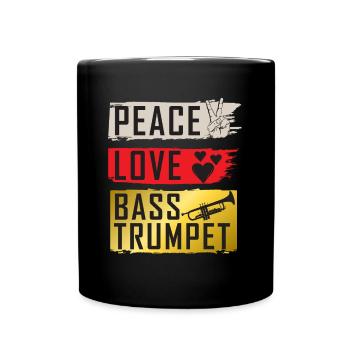 Peace Love Basse Trompette Instrument - Mug uni - noir - Devant