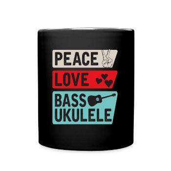 Peace Love Bass Ukulélé Instrument Musique - Mug uni - noir - Devant