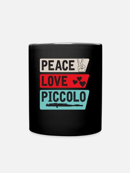 Peace Love Piccolo Instrument de musique - Mug uni - noir