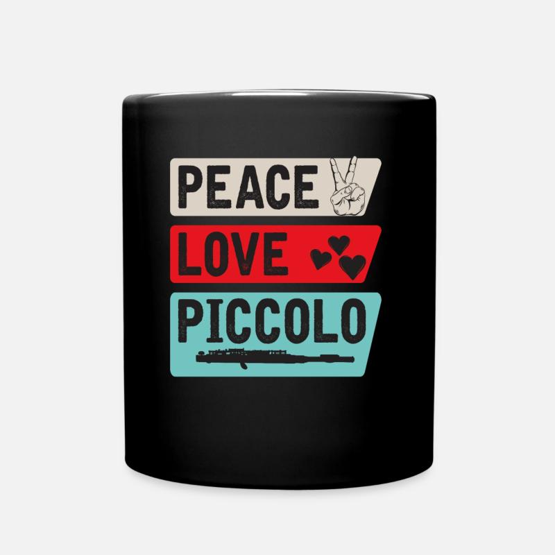 Peace Love Piccolo Instrument de musique - Mug uni - noir