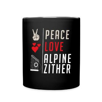 Alpine Zither Stringed Music Instrument - Full Colour Mug - black - Front