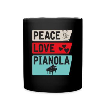 Peace Love Pianola Musical Instrument - Tasse einfarbig - Schwarz - Vorne