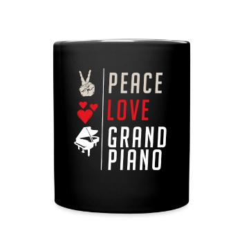 Peace Love Grand Piano Music Instrument - Tasse einfarbig - Schwarz - Vorne