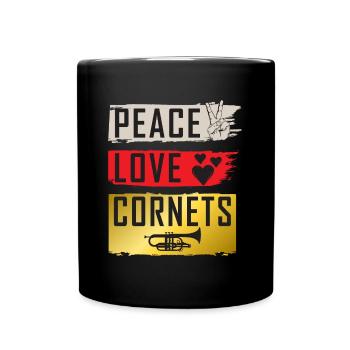 Peace Love Cornets Musical Instruments - Tasse einfarbig - Schwarz - Vorne