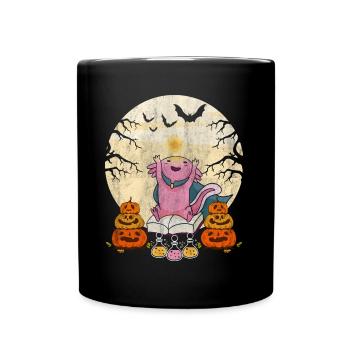 Cute Halloween Axolotl Scary Pumpkins - Full Colour Mug - black - Front