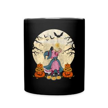 Cute Halloween Axolotl Scary Pumpkins - Full Colour Mug - black - Front