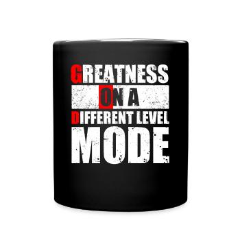 GOD MODE, Größe Auf Einer Anderen Ebene - Tasse einfarbig - Schwarz - Vorne