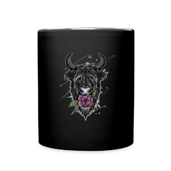 Scottish Highland Cow Cattle Cow Whisperer Farming - Tasse einfarbig - Schwarz - Vorne