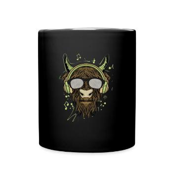 Scottish Highland Cow Cattle Cow Whisperer Music - Full Colour Mug - black - Front
