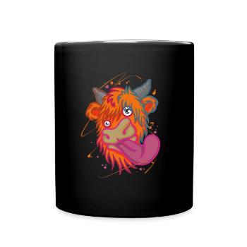 Scottish Highland Cow Cattle Cow Whisperer Farming - Tasse einfarbig - Schwarz - Vorne